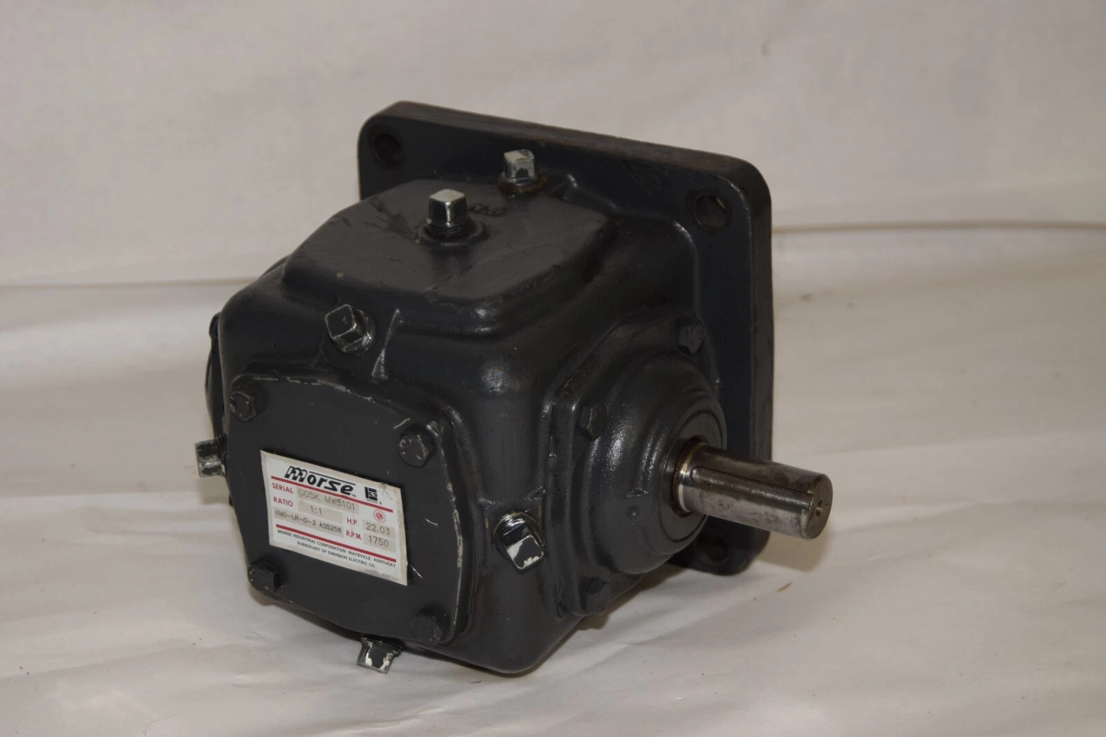 Used MORSE Gear Box Speed Reducer 6MD-LR-0-3 AS5258 1750rpm 22.03hp 1:1 1" Shaft