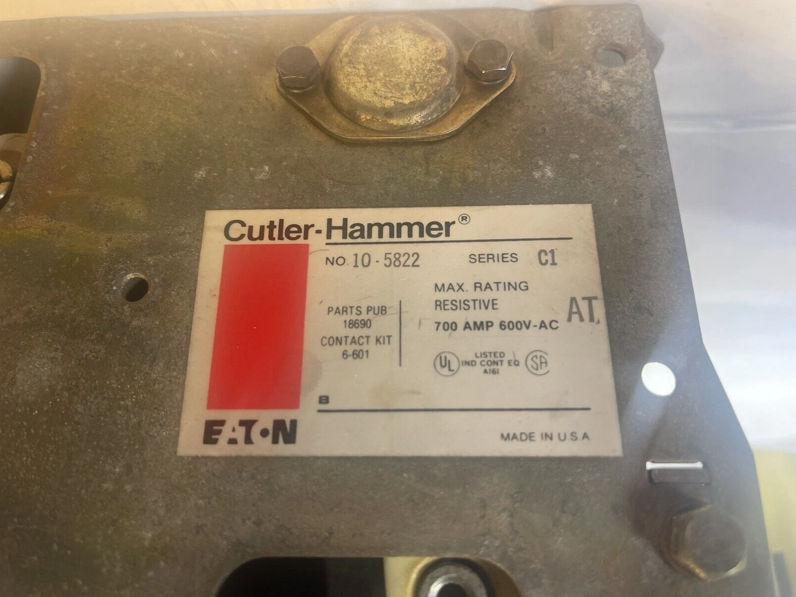 Refurbished Cutler-Hammer EATON Size Sz 6 Contactor 10-5822, Ser C1, 700Amp 600V-AC, 18690