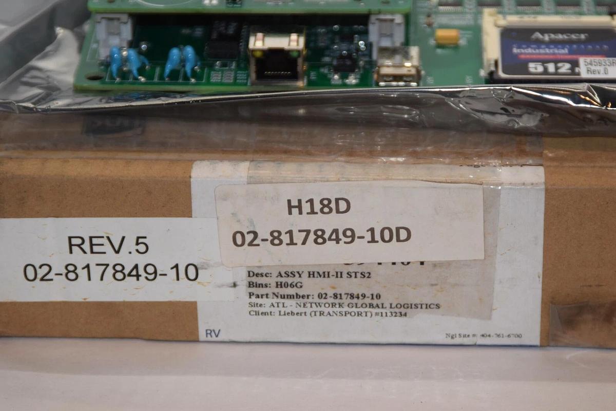 Used EMERSON / LIEBERT 02-817849-10 02-806802-00 Rev 5 HMI-II STS2 Assy Board