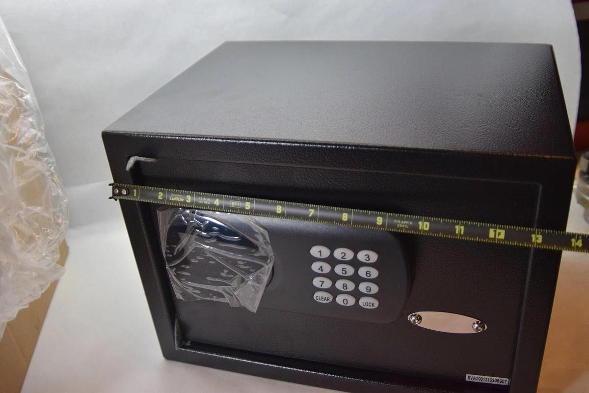 (NEW) AMAZON BASICS 0.5 Cubic Feet Black Electronic Lock Hotel Safe