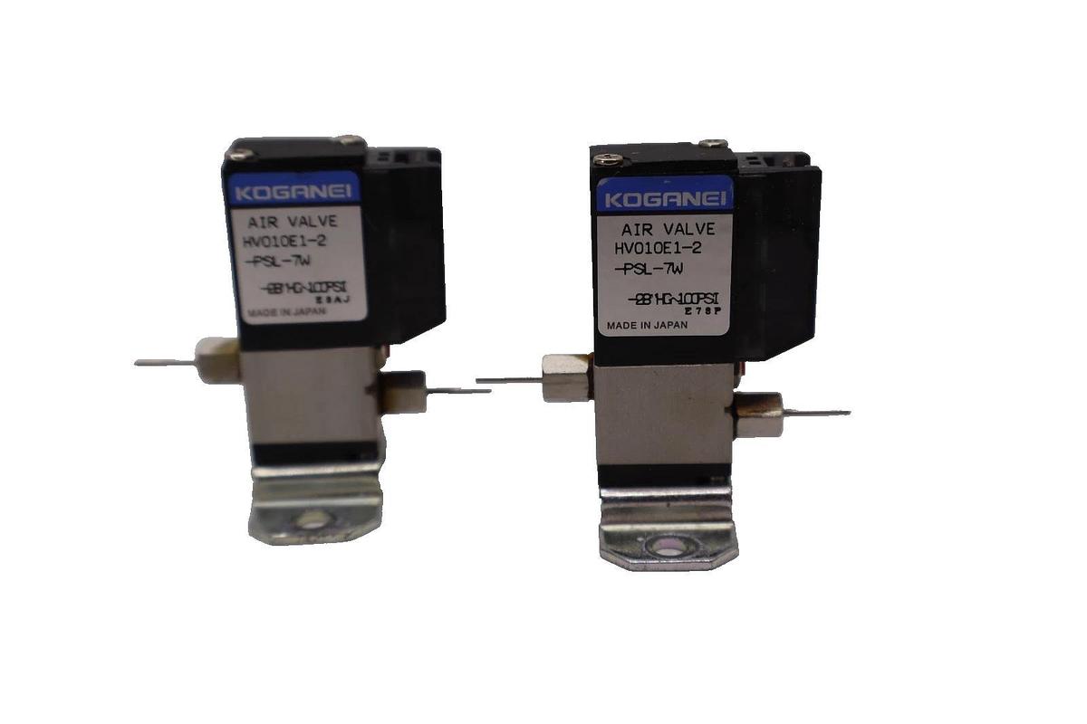 Used Koganei HV010E1-2-PSL-7W , HV010E1 2 PSL 7W Solenoid Air Valve (Lot of 2)