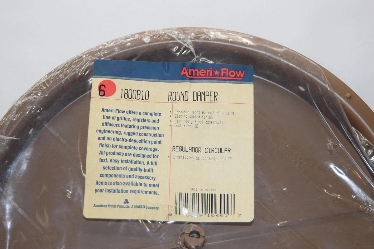 (NEW) AMERI FLOW 1800B10 10" T-Handle Round Damper Dampner 254mm