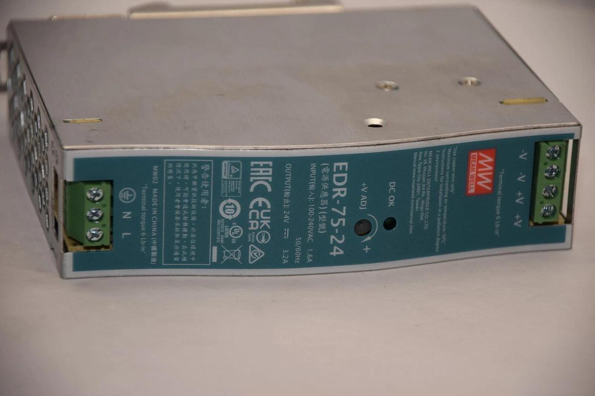 Used MEAN WELL EDR-75-24 , EDR7524 Rail Switching Power Supply 24V 3.2A