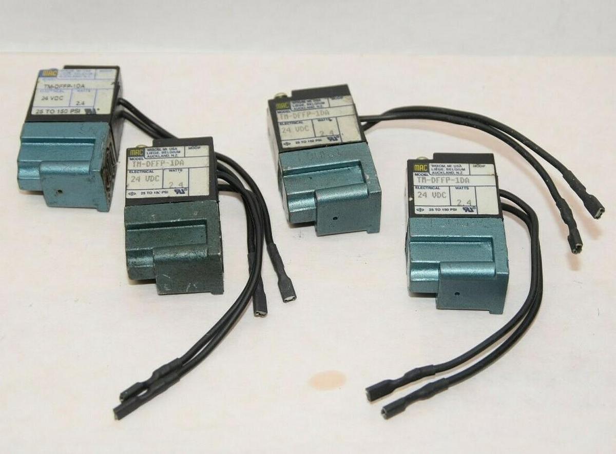 Used (Lot of 4) MAC VALVES TM-DFFP-1DA 150psi 24Vdc 2.4W Solenoid Valve