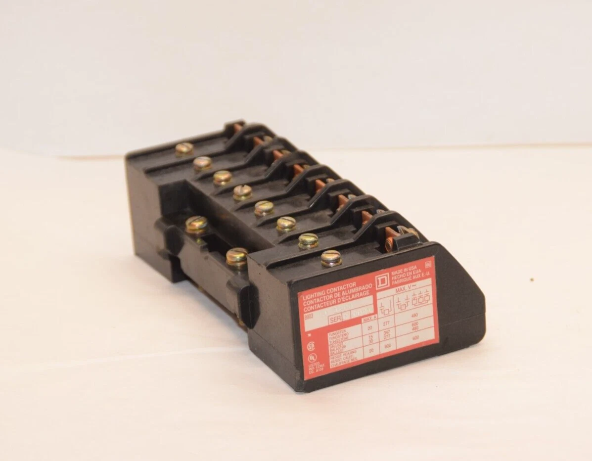 Used SQUARE D 8903 L0 1200 20A Series C Lighting Contactor *Base Only*