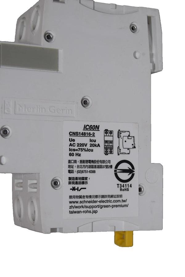 Used SCHNEIDER ELECTIRC iC60N C 10A , CNS14816-2 2P 400V Miniature Circuit Breaker