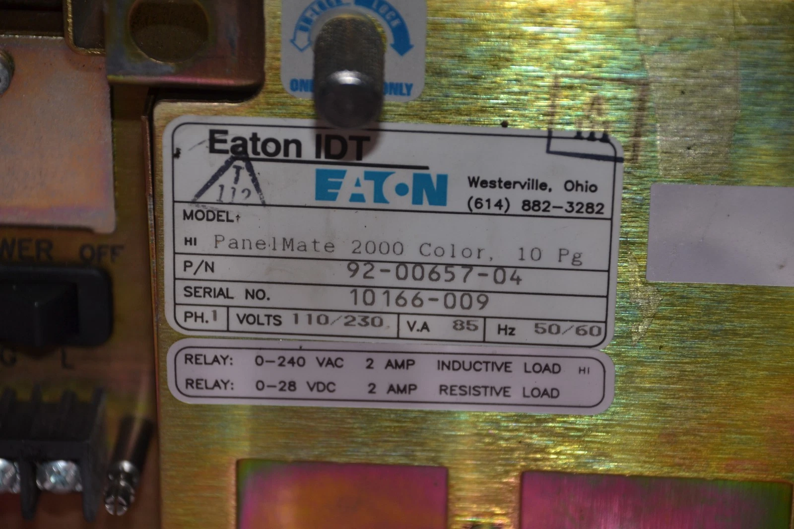 Used EATON 92-00657-04 IDT PANELMATE 2000 COLOR INTERFACE MODULE & FRONT COVER 1PH