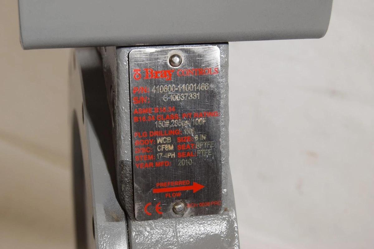 BRAY CONTROLS 6" Butterfly Valve 410600-11001466 CF8M 40-6-580 150# (NEW)