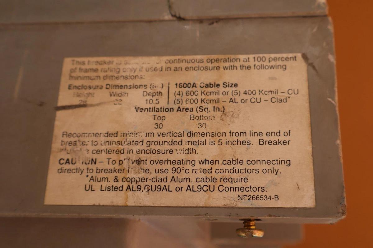 Used GE Power Break Disconnect 1600 Amp 1600A TP1616TTR Plug TR16B1600 C216LSI