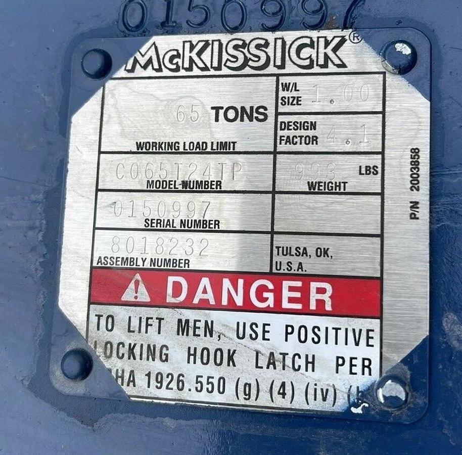 New, Mckissick 65 ton 680 Block Sheave Boom for Hook Capacity 65 Tons 24" triple