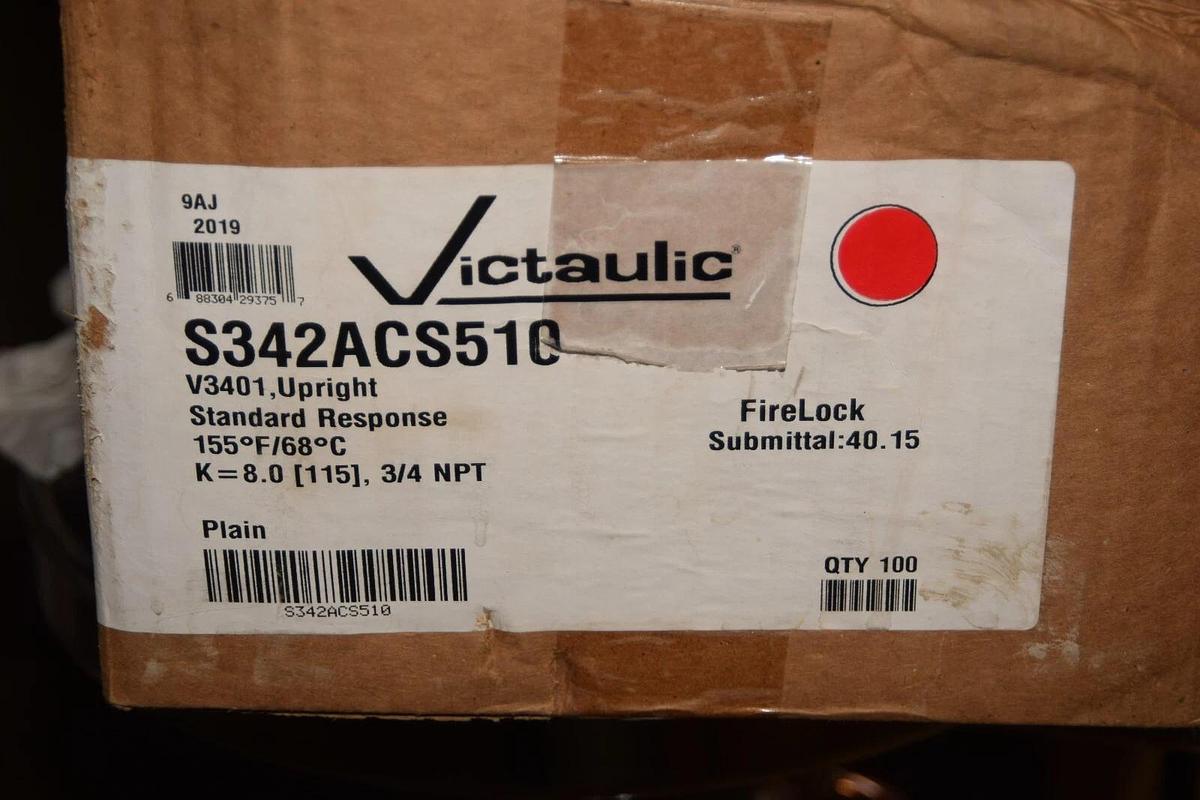 VICTAULIC S342ACS510 V3401 155°F 3/4" Upright Standard Fire Sprinkler RED NEW