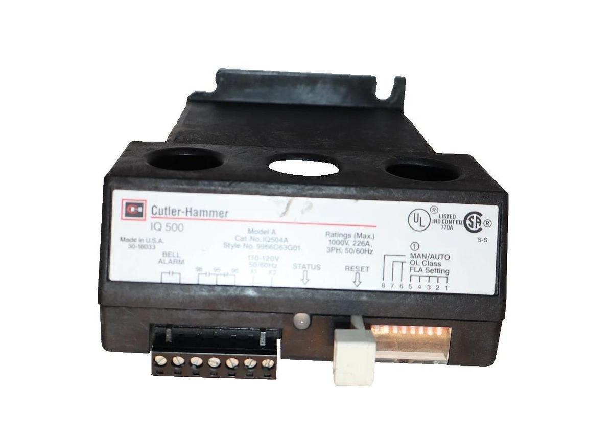 Used Eaton Cutler-Hammer Motor Protection Relay IQ500 IQ504A Mod A 1000V 226A 3hp