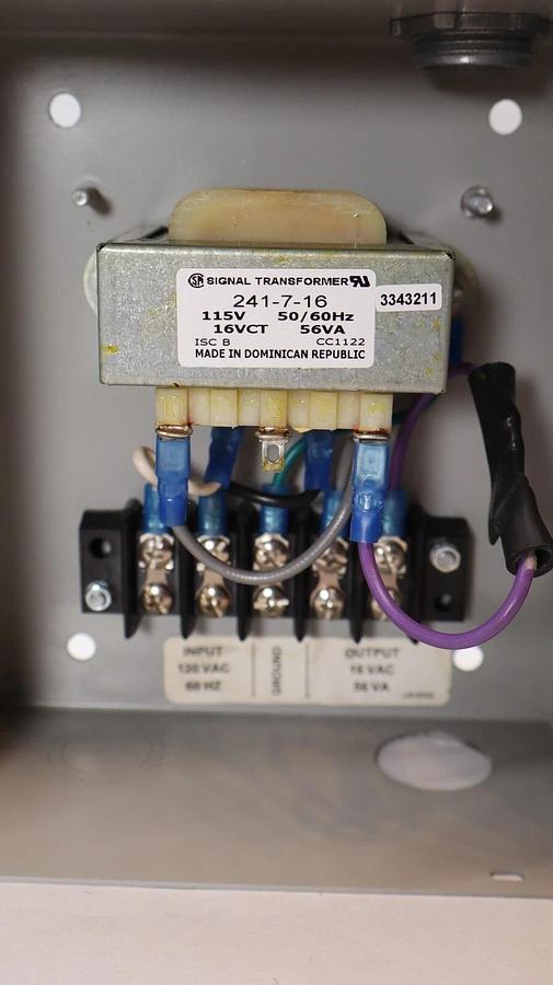 Used DIGITAL MONITORING PRODUCTS 322/323 56Va 6 x 6-3/4 x 3 Burglar Alarm Transformer