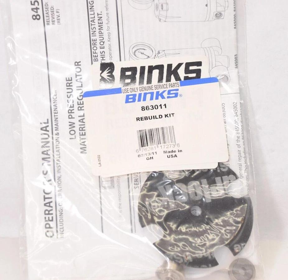 BINKS 863011 Rebuild Kit 84500X (NEW)