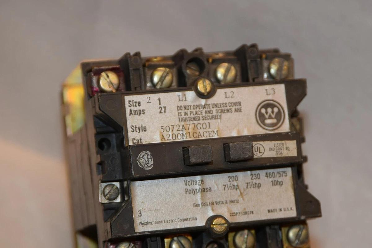 Used WESTINGHOUSE A200M1CACEM 27A Size 1 200V 110/120V Coil Contactor