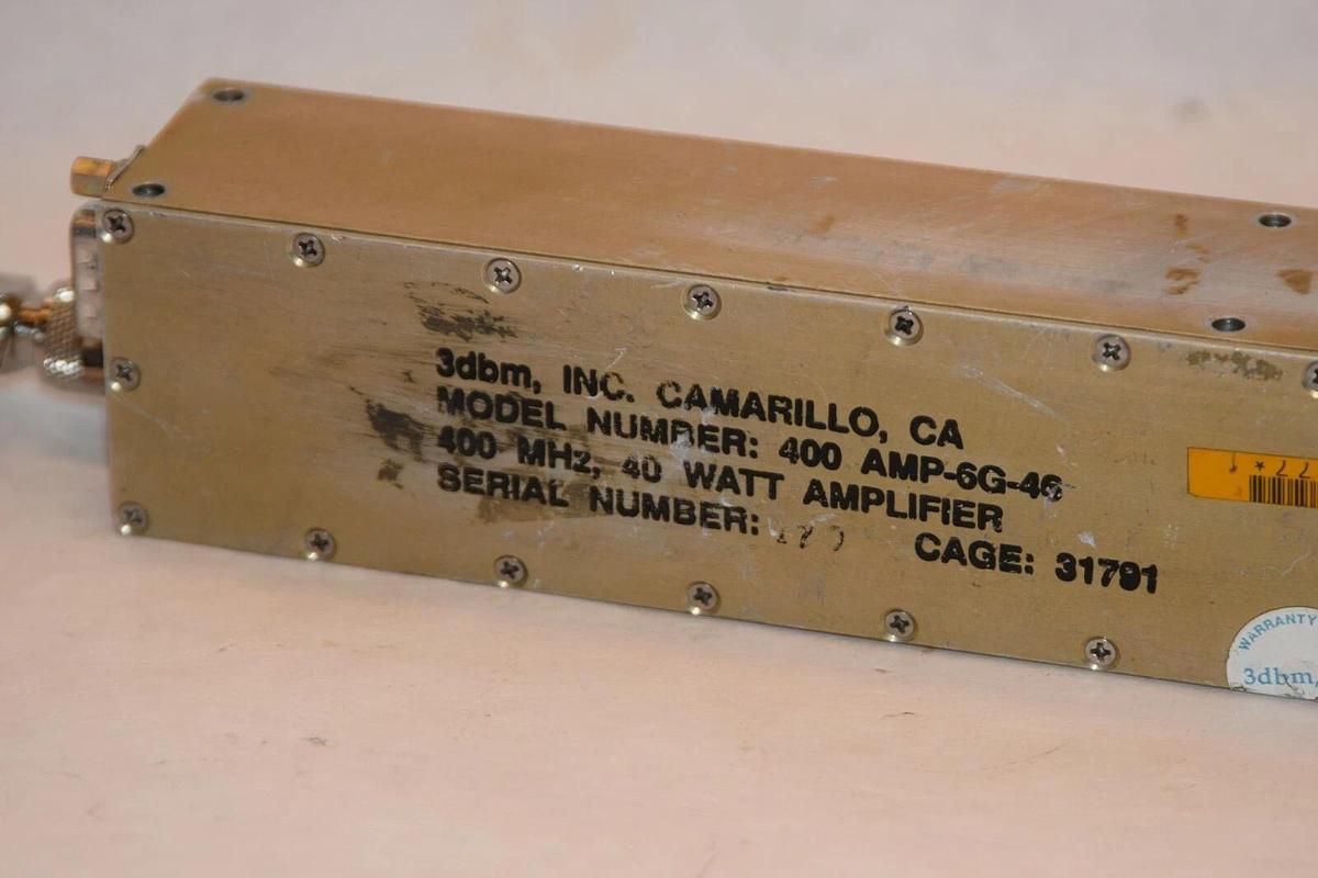 Used 3DBM INC 400 AMP-6G-46 400MHz 40W Amplifier