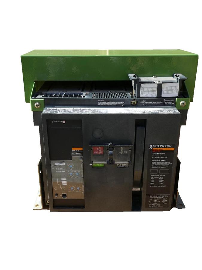 Used Merlin Gerin MP20H2 2000A  Masterpact Circuit Breaker 2000 Amp w/ Shunt MP20 H2