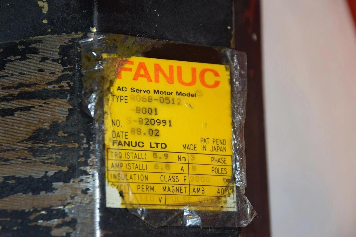 Used FANUC A06B-0512-B001 AC SERVO MOTOR, CODER A860-0304-T111 2000P