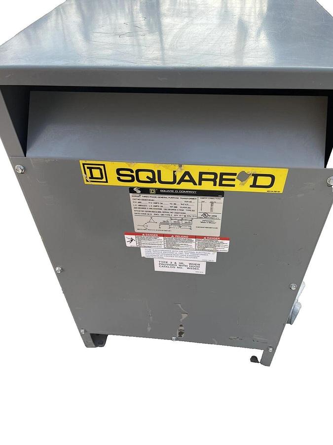 Used Square D  3PH GP Transformer EE45T1814H, 45KVA H.V.480 L.V.480Y/277,  480V 277V