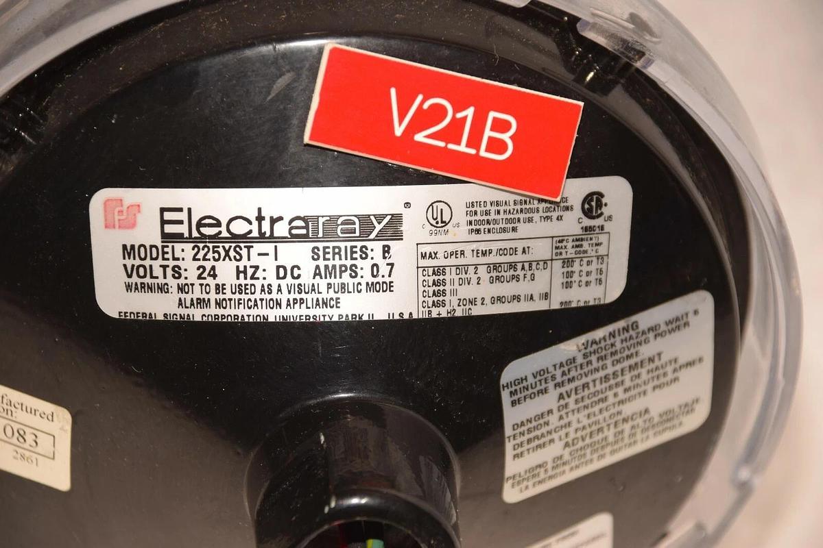 Used Federal Signal Electraray 24V Fire Alarm Visual Strobe Light 225XST-I ser B Lamp