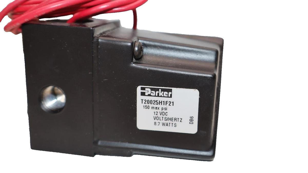 PARKER  Solenoid Valve T20025H1F21 1/4" 12Vdc T-Valve (NEW)