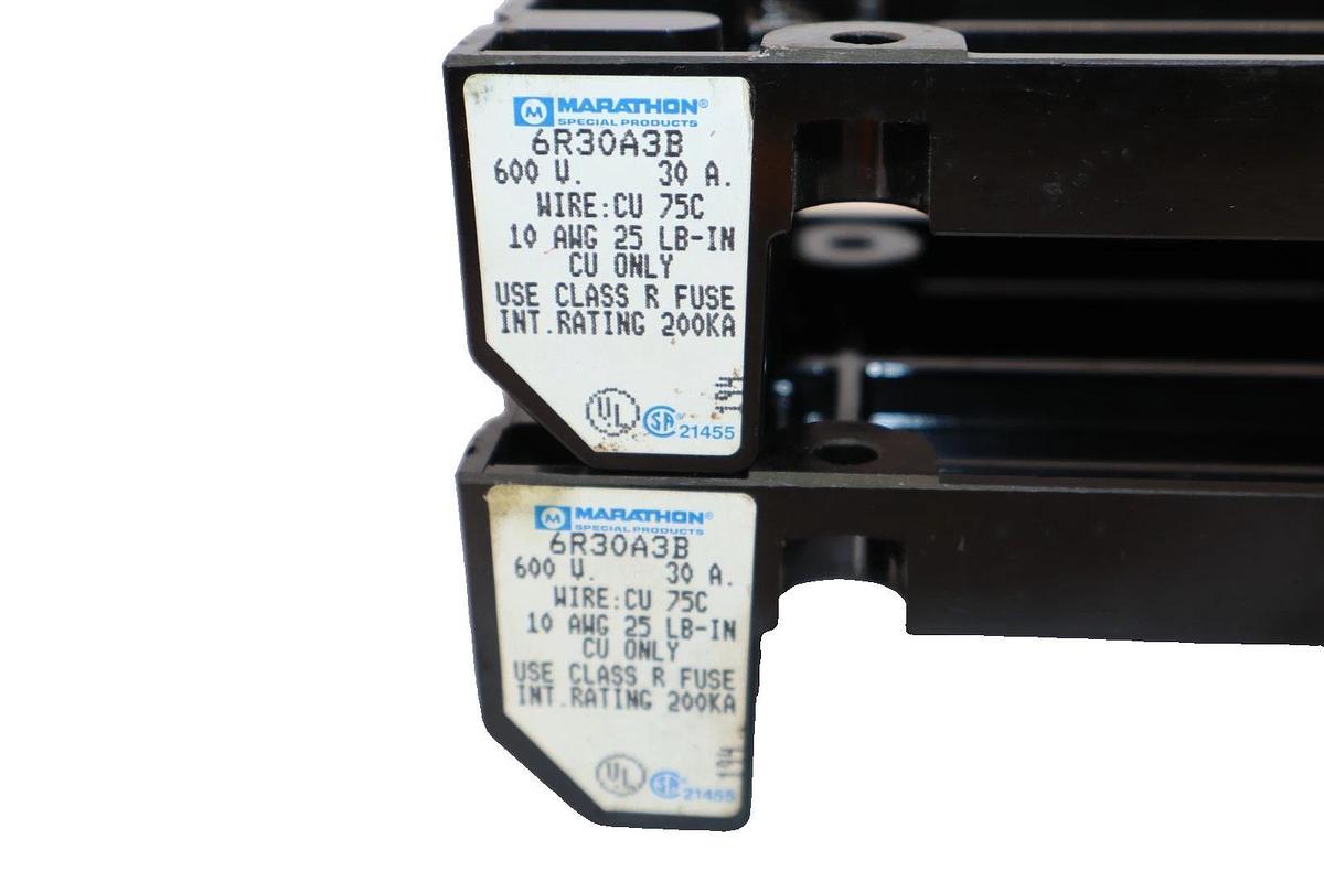 Marathon 6R30A3B 600V 30A Fuse Holder (New - Lot of 2)