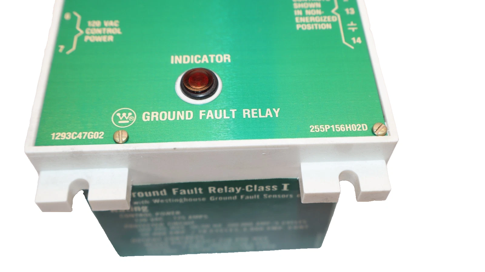 Westinghouse Ground Fault Relay Class I 120V 125A 1293C47G02 255P156H02D (NOS)