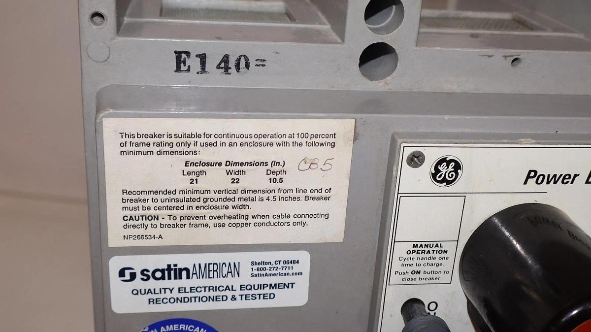 Refurbished GE General Electric Circuit Breaker Power Break 800A Amp TP88SS w/ ETD ETC-12