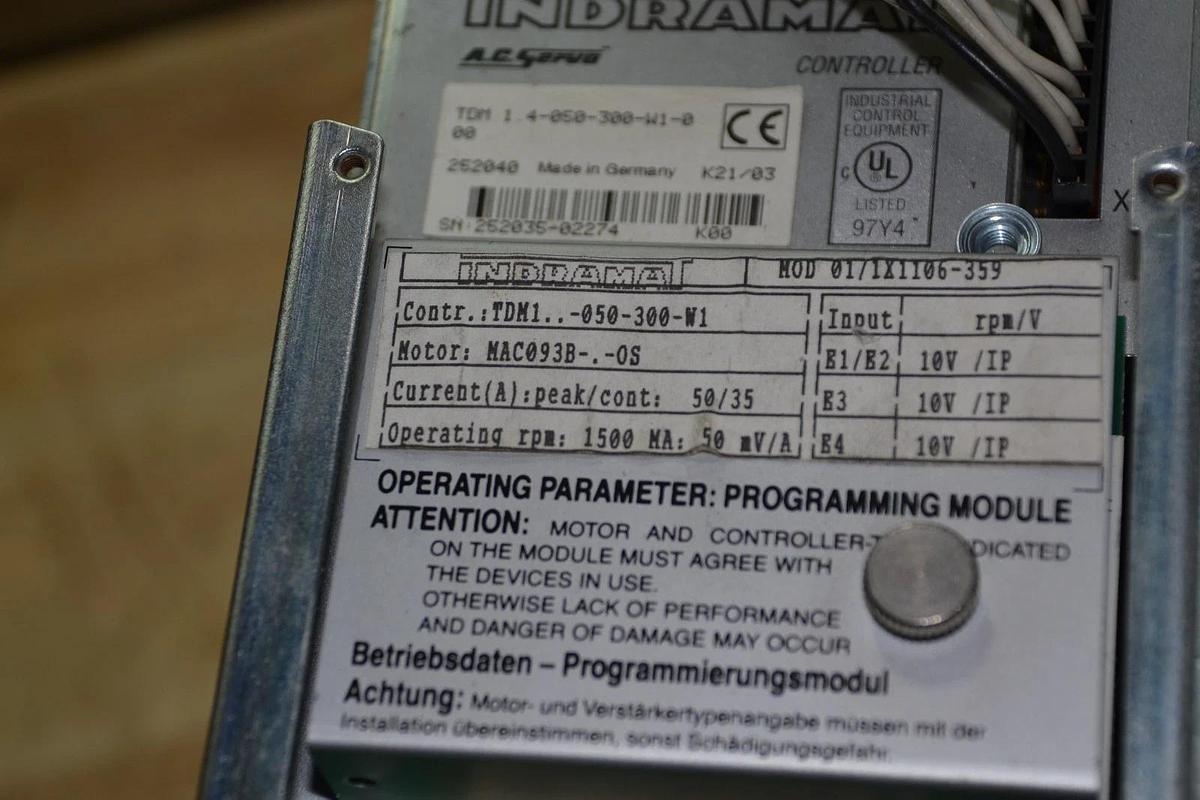 Used Indramat AC Servo Power Supply TDM1-050-300-W1 TDM 1.4-050-300-W1-0 MAC093B-.-0S