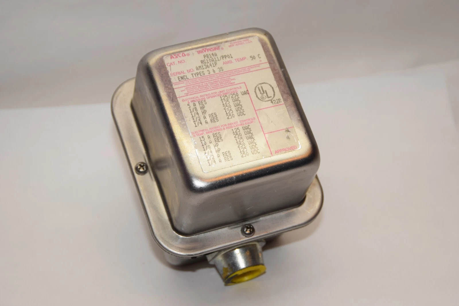 (NEW) ASCO PB14A RG10A11/PP01 125/250Vac Pressure Switch Box
