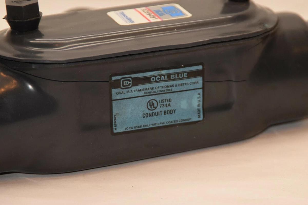 (NEW) THOMAS & BETTS OCAL Blue TA02559 A 9269491 1-1/4" Coated Conduit Body Tee