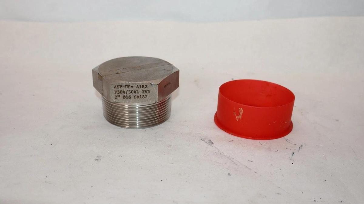 Hex Head Plug 2" Fitting Pipe Stainless Steel USA F304/304L XVD B16 SA182 (New)