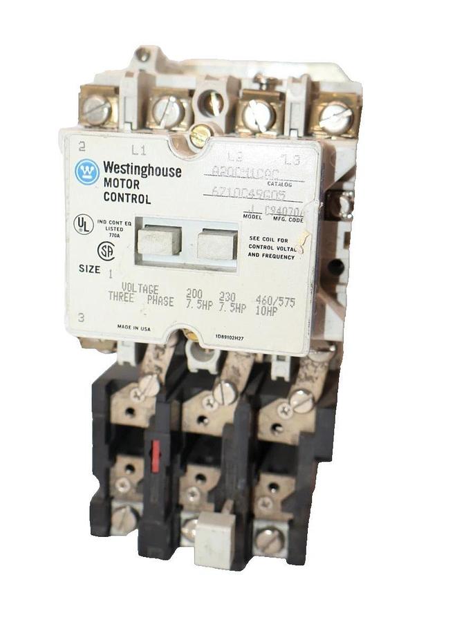 Used Westinghouse Motor Control Starter Size Sz 1 A200M1CAC 110/120V Coil *No Heater*