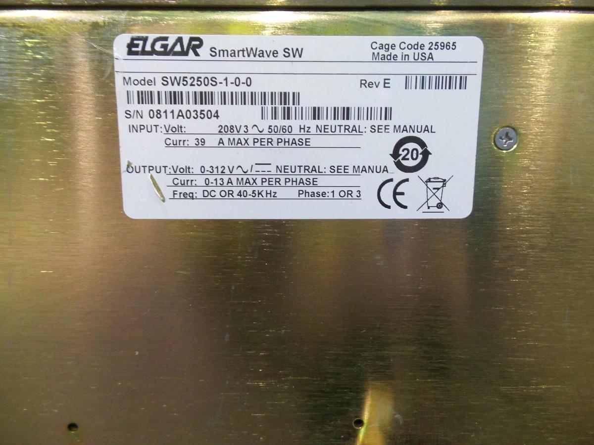 Used Elgar SW5250S-1-0-0 Power Supply AC 0-312V Slave Unit for SW5250 SW5250 S 1 0 0