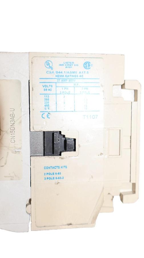 Cutler-Hammer Eaton Contactor CN15DN3 Size Sz 1 600V 27A 120v coil 3P CN15DN3AB