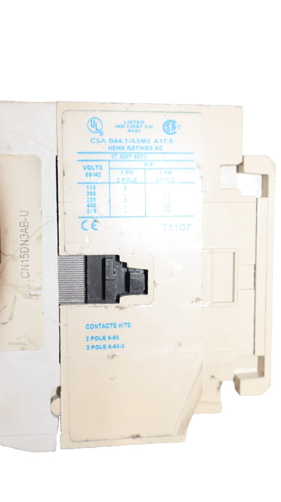 Cutler-Hammer Eaton Contactor CN15DN3 Size Sz 1 600V 27A 120v coil 3P CN15DN3AB