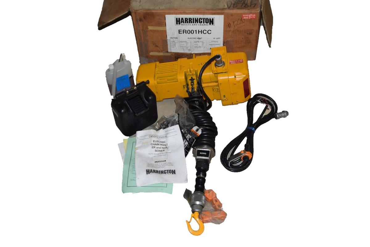 Harrington 1/8 Ton Electric Hoist 1/8T ER001HCC 6' Lift single speed (NEW)
