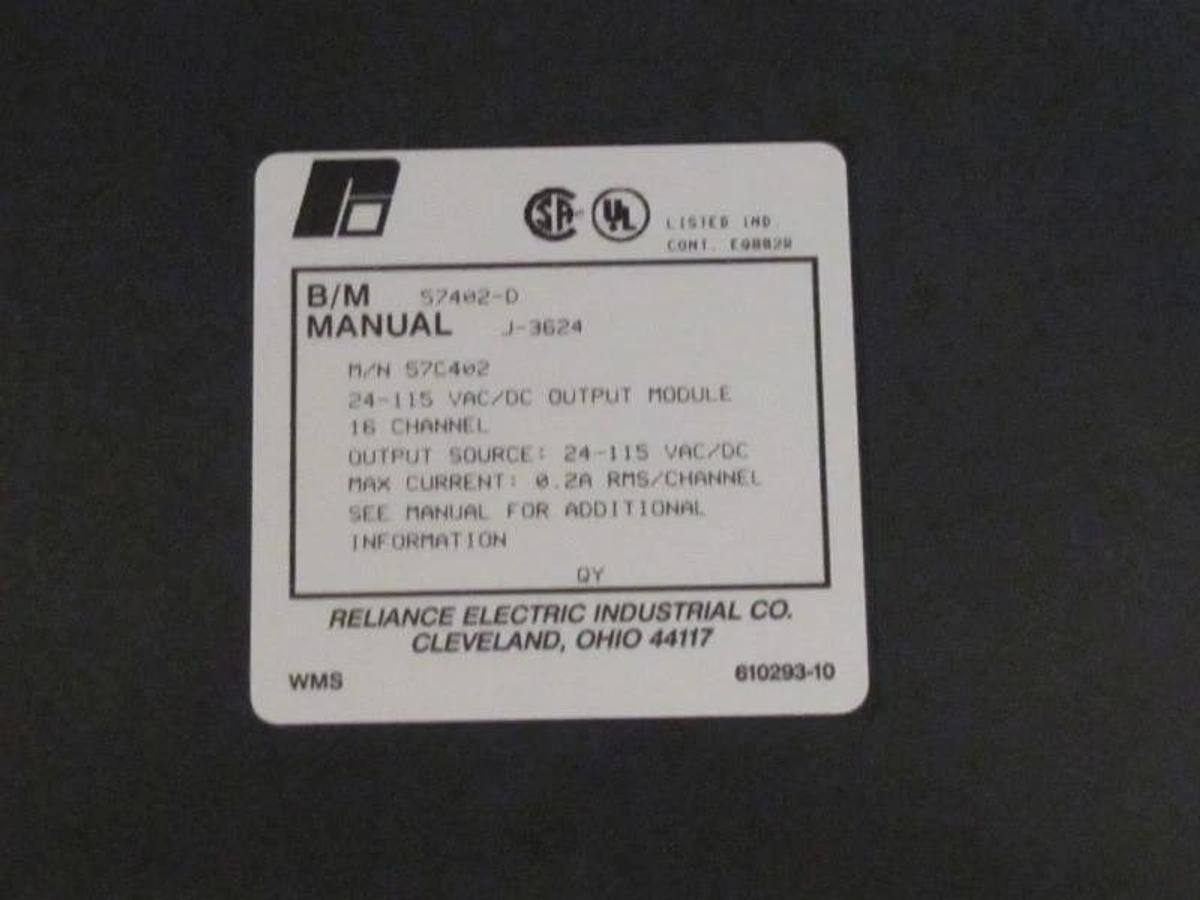 Used RELIANCE LOW OUTPUT MODULE 115V 16CH 57402-D 57402D 57402 D