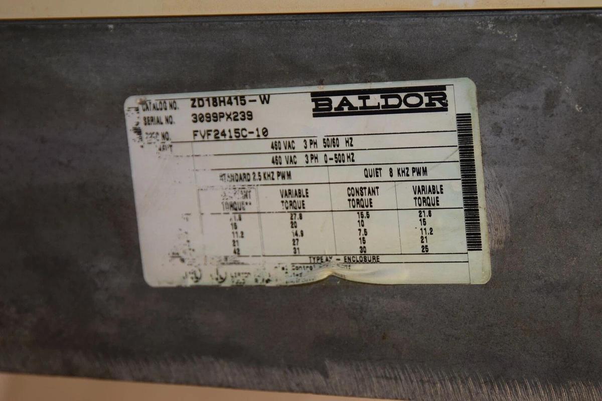 Used Baldor Washdown Vector Drive ZD18H415-W ZD18H415W ZD18H415 460v 3ph 10/15/20hp