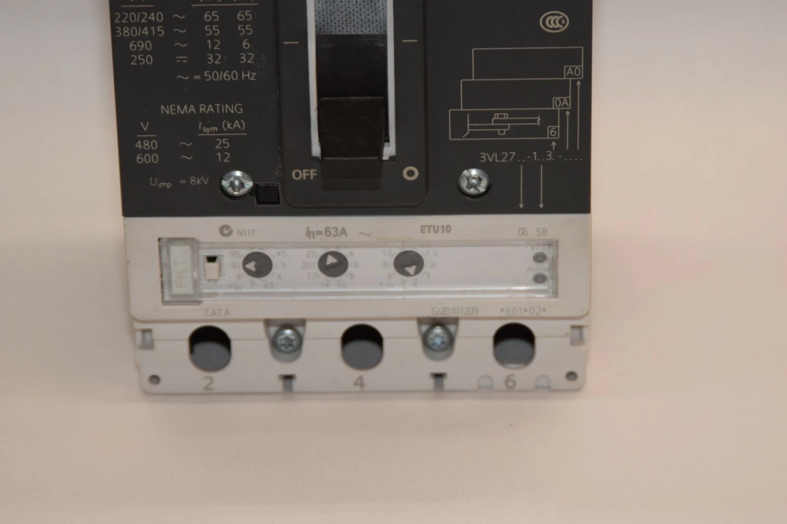 Used Siemens Vl160 Circuit Breaker 63amp 3VL2716-1AA36-0AA0  3VL9206-6SB30 63 A amp