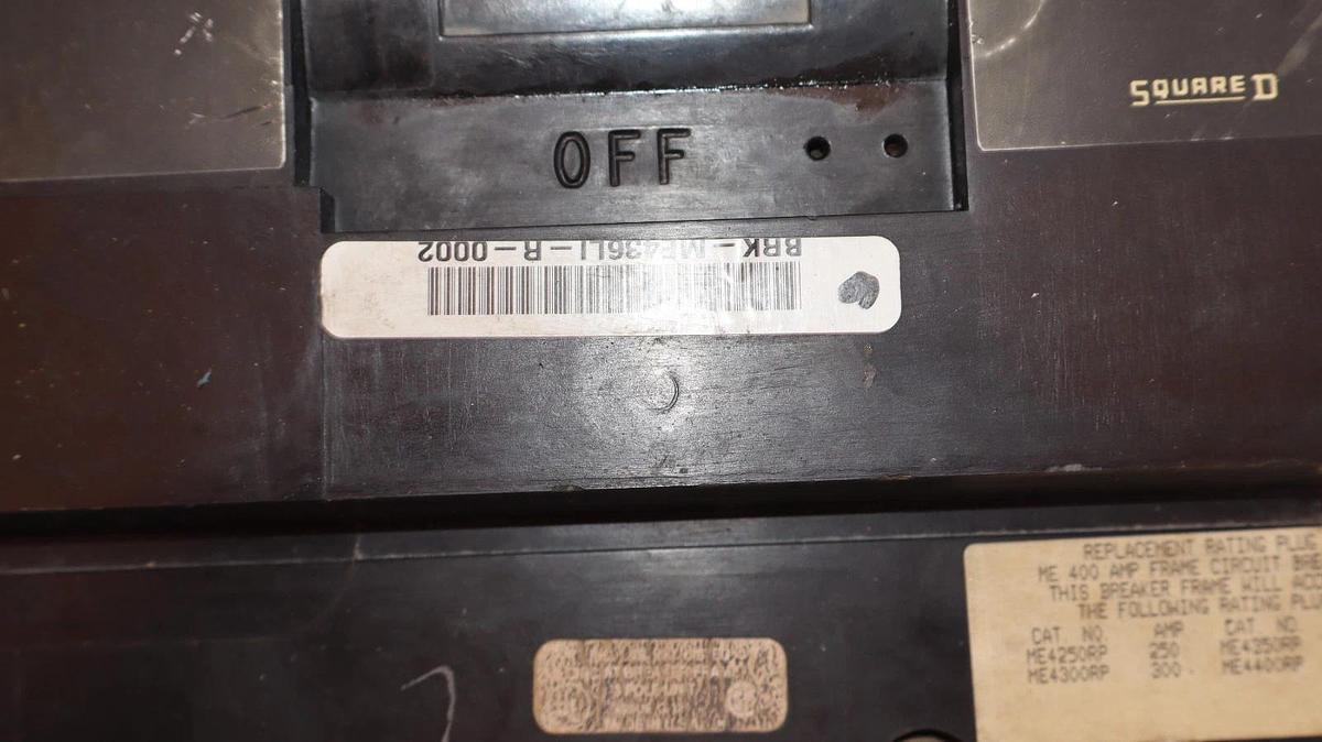 Used Square D I-LINE Breaker ME436LI 400A 400 Amp 600V Micrologic 250A Trip ME4250RP