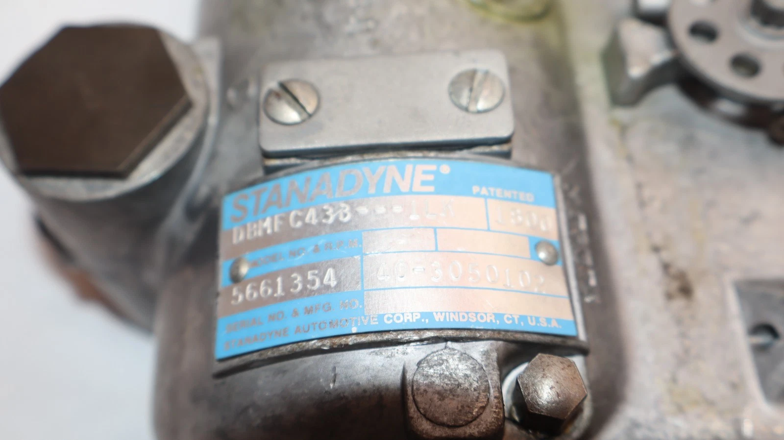 Used Standadyne Injector Fuel Pump DBMFC433-1LK RPM1800 40-3050102