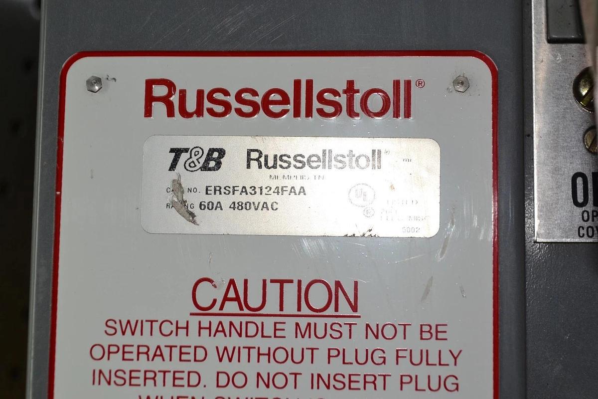 Used RUSSELLSTOLL THOMAS & BETTS ERSFA3124FAA 60 AMP 480vac Interlock Switcn NEW