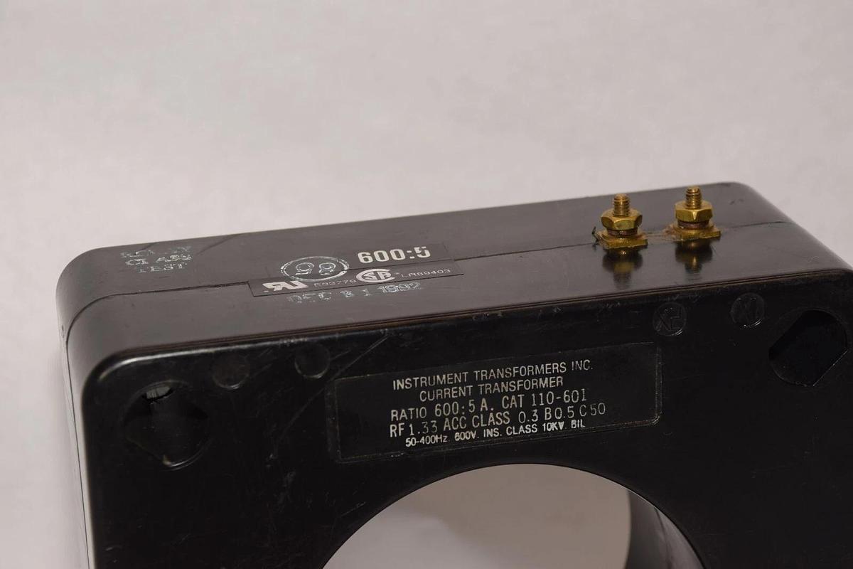 Used INSTRUMENT TRANSFORMERS INC. 110-601 600:5 1.33rf 600V Current Transmformer