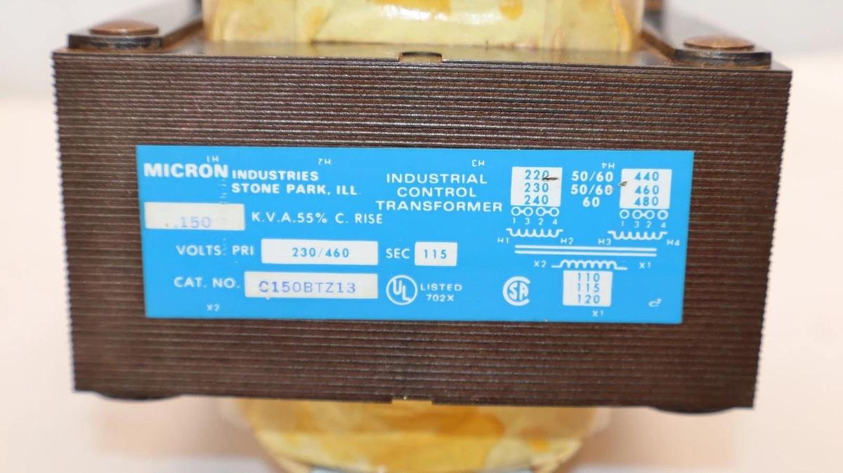 Used Micron Industries C150BTZ13 230/460V Industrial Control Transformer