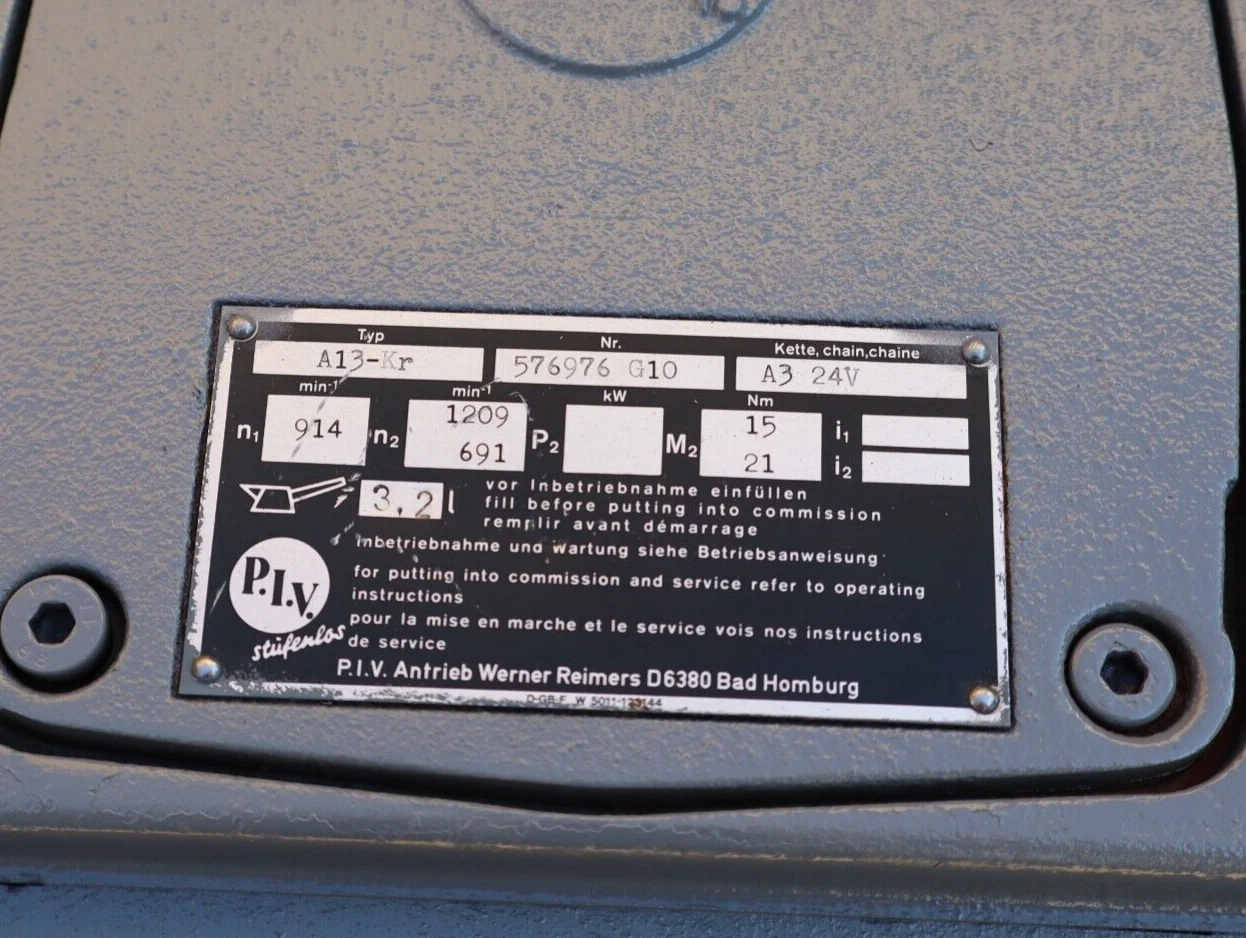 P.I.V. Stufenlos Gearbox A13-Kr 576976G10 576976 G10 A3 24v 15/21Nm (REFURB)