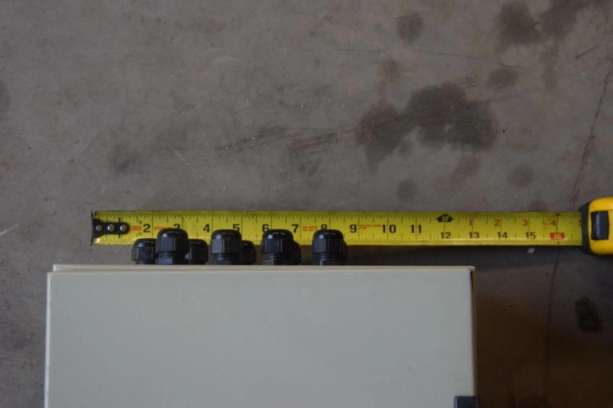 Used HAMMOND 2R16126 Enclosure Type 12 16X12X6 IN, 16" X 12" x 6 (Used) holes drilled