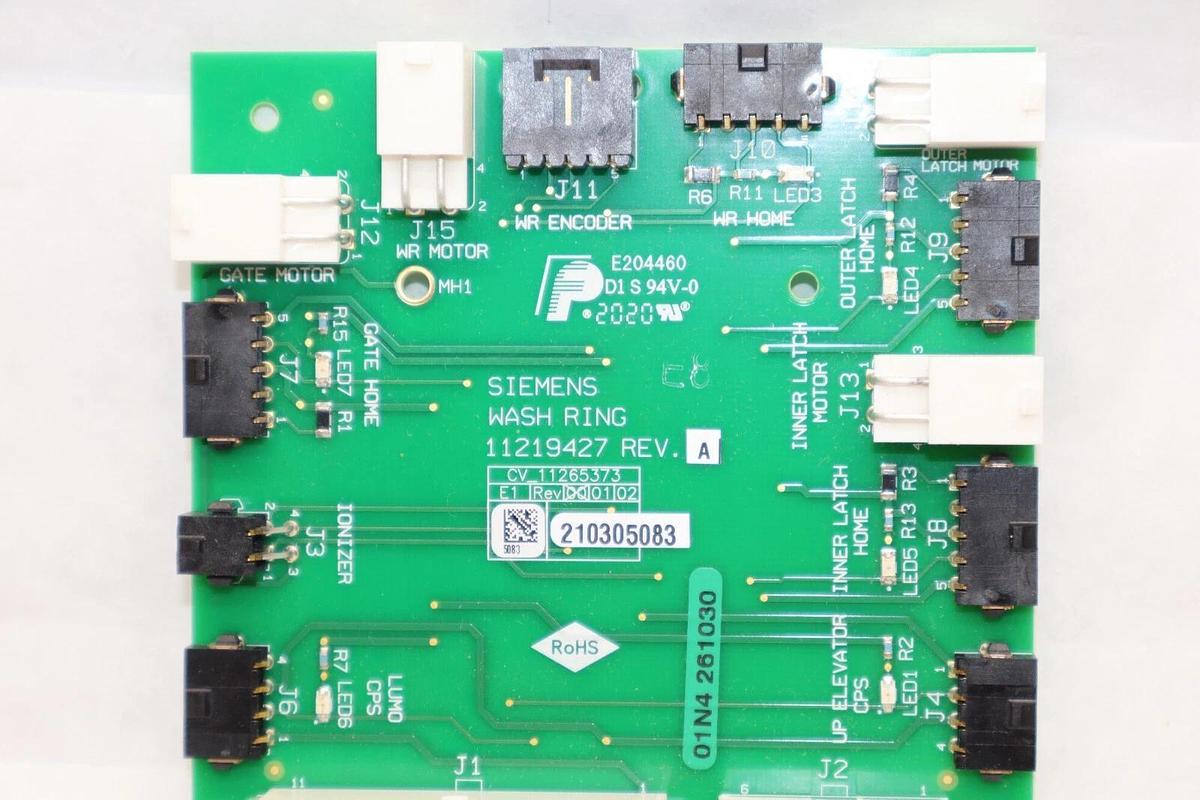 Used SIEMENS 11219427 Rev A , CV_11265373 , E204460 Wash Ring Circuit Board Card
