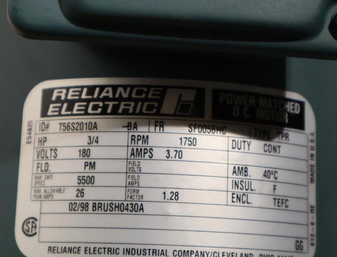 Reliance DC Motor T56S2010A T56S2010A-BA  3/4hp .75hp 1750rpm TEFC SF56HC NEW