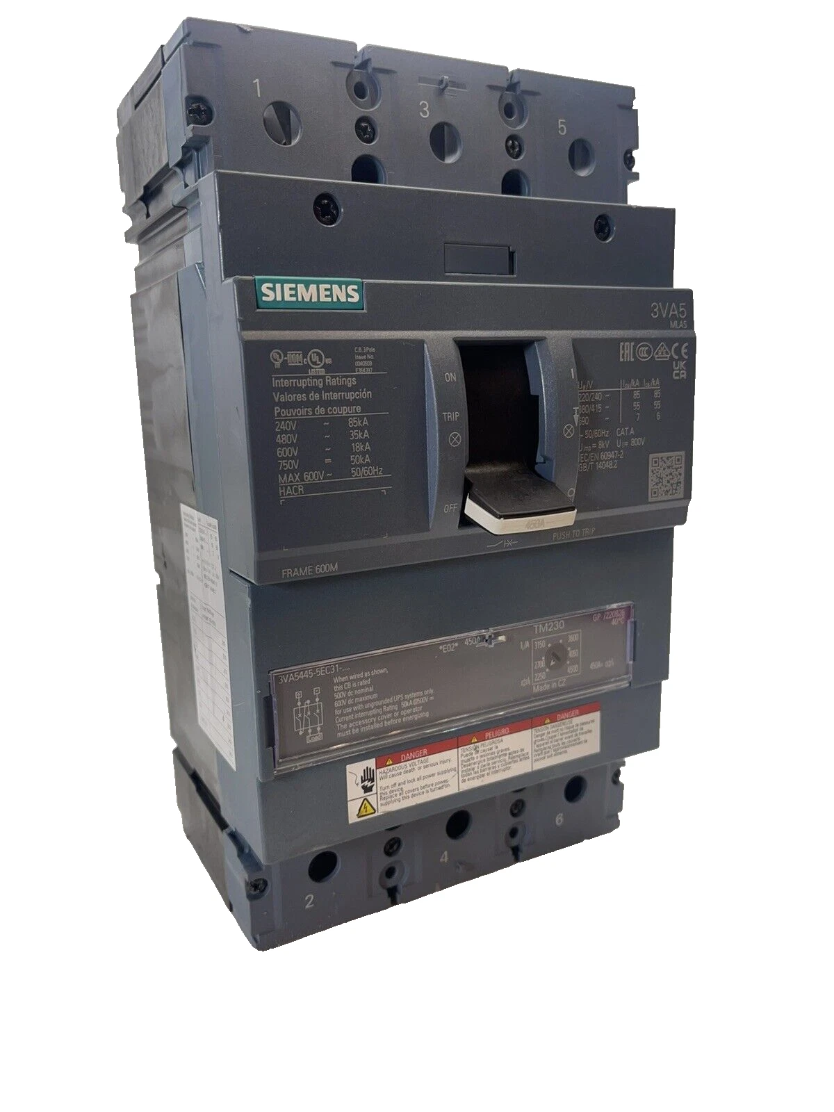 Siemens 450a Breaker 3VA5445-5EC31-0AA0 450 Amp 3VA5445-5EC31 0AA0